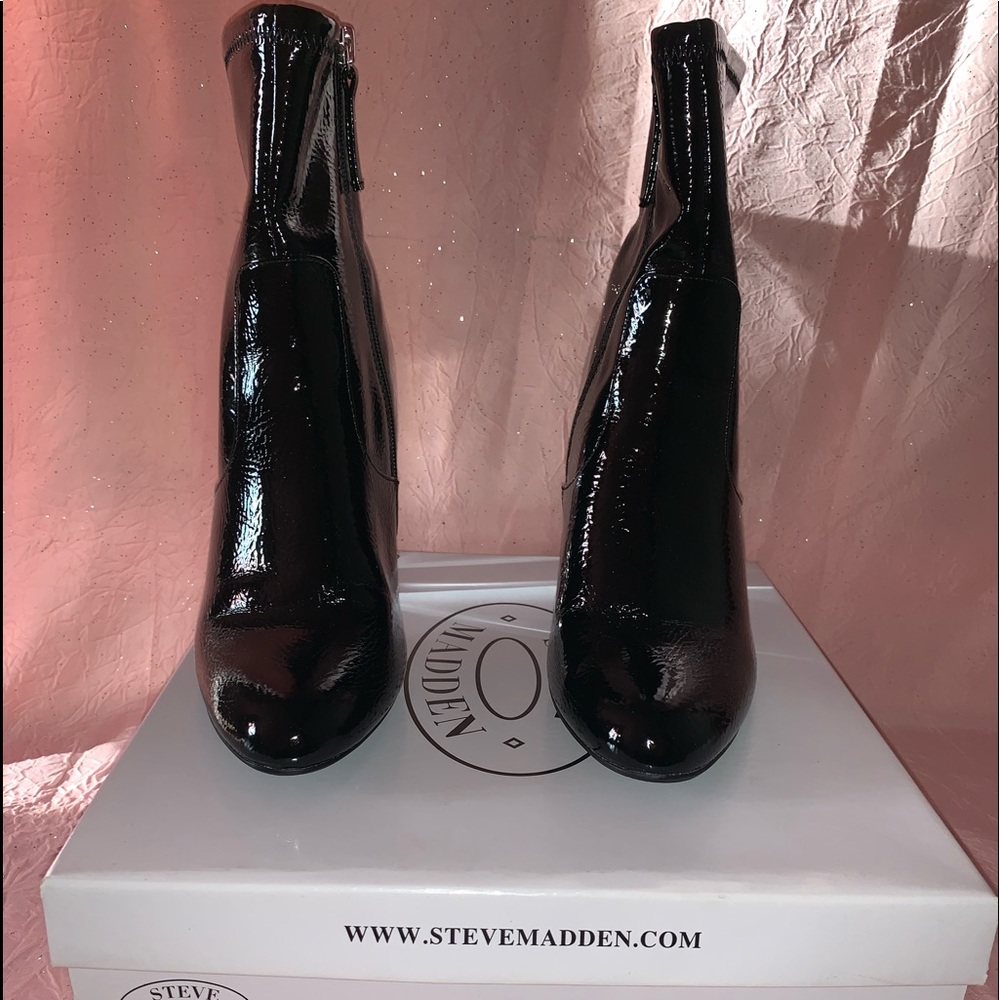 Steve Madden Eminent Black Patent Booties!
